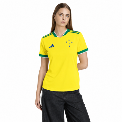 Camisa Feminina Cruzeiro Brasil 2026 - Amarelo+Verde