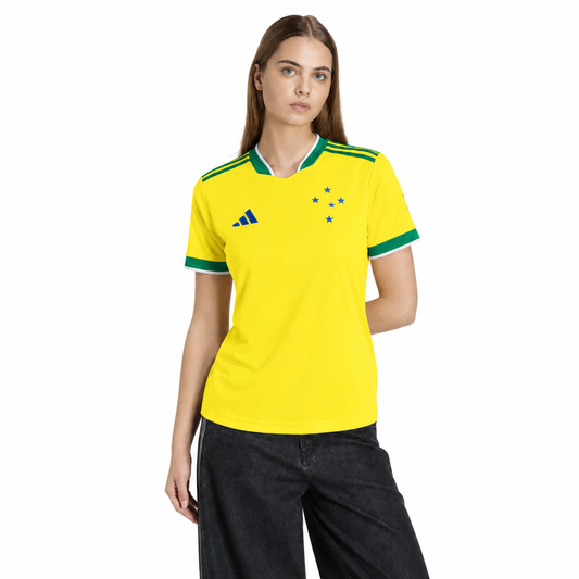 Camisa Feminina Cruzeiro Brasil 2026 - Amarelo+Verde