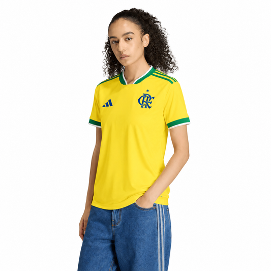 Camisa Feminina Flamengo Brasil 2026 - Amarelo+Verde