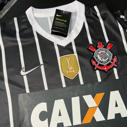 Jersey Retrô Corinthians Away 2013 Preta/Branca Men's