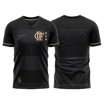 Jersey Flamengo Zico 1981 Preto e Ouro Retrô Men's