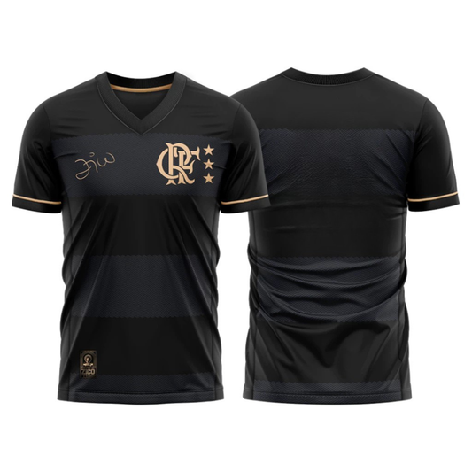 Jersey Flamengo Zico 1981 Preto e Ouro Retrô Men's