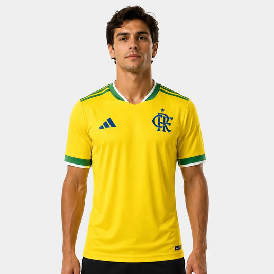 Camisa Masculina Flamengo Brasil 2026 - Amarelo+Verde
