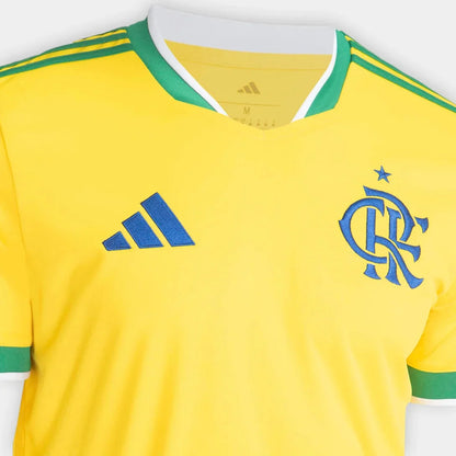 Camisa Masculina Flamengo Brasil 2026 - Amarelo+Verde