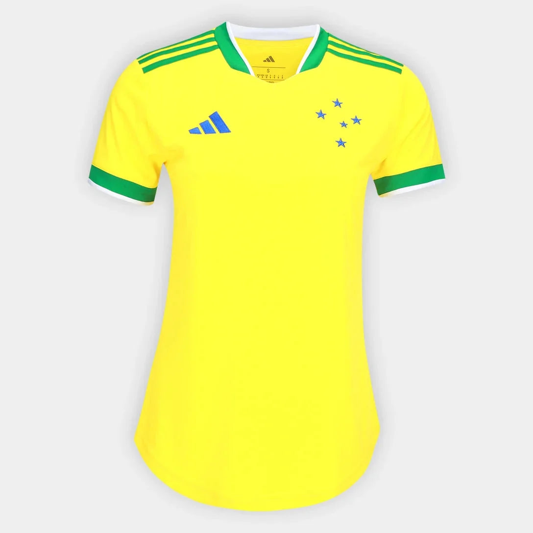 Camisa Feminina Cruzeiro Brasil 2026 - Amarelo+Verde