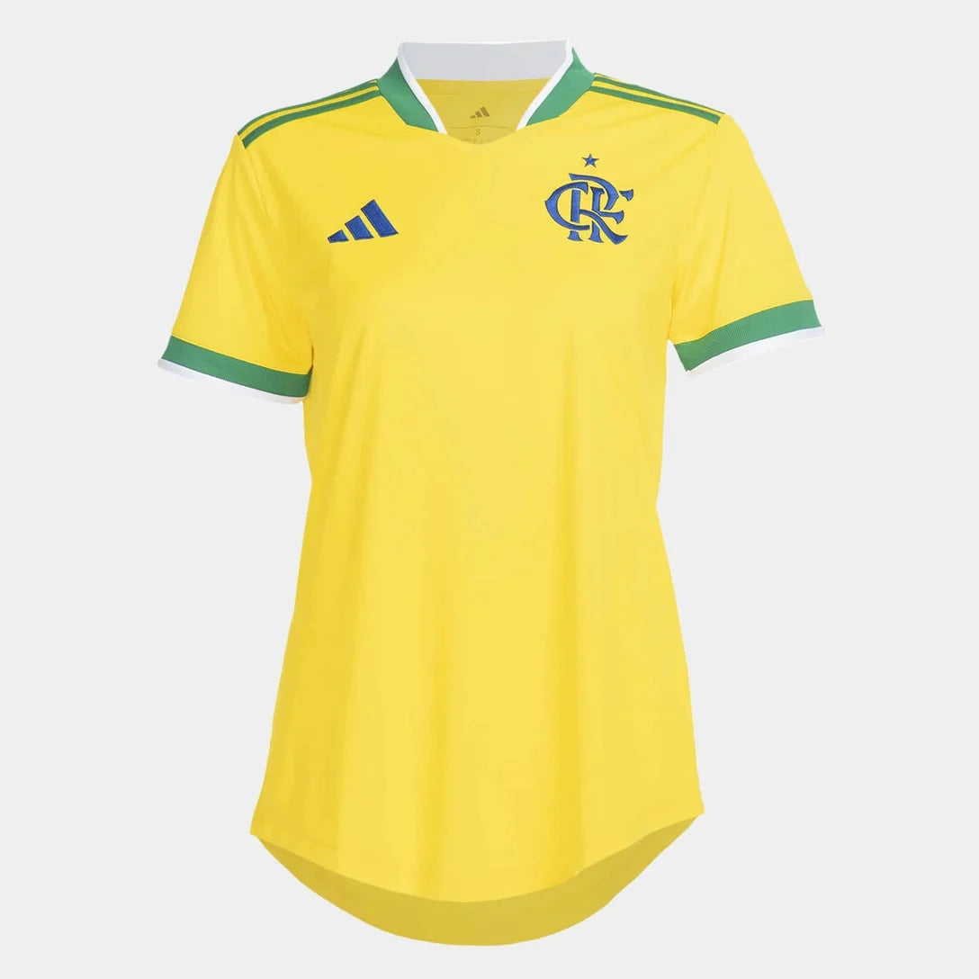 Camisa Feminina Flamengo Brasil 2026 - Amarelo+Verde
