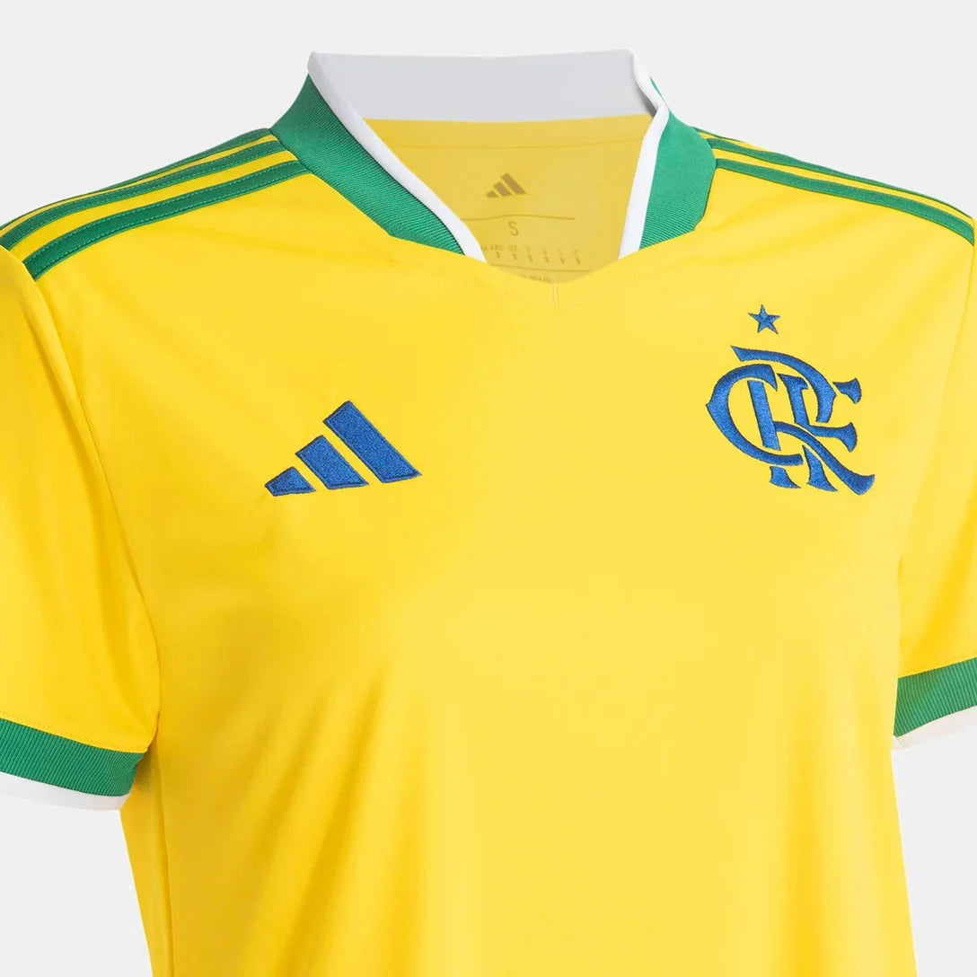 Camisa Feminina Flamengo Brasil 2026 - Amarelo+Verde