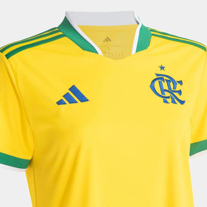 Camisa Feminina Flamengo Brasil 2026 - Amarelo+Verde