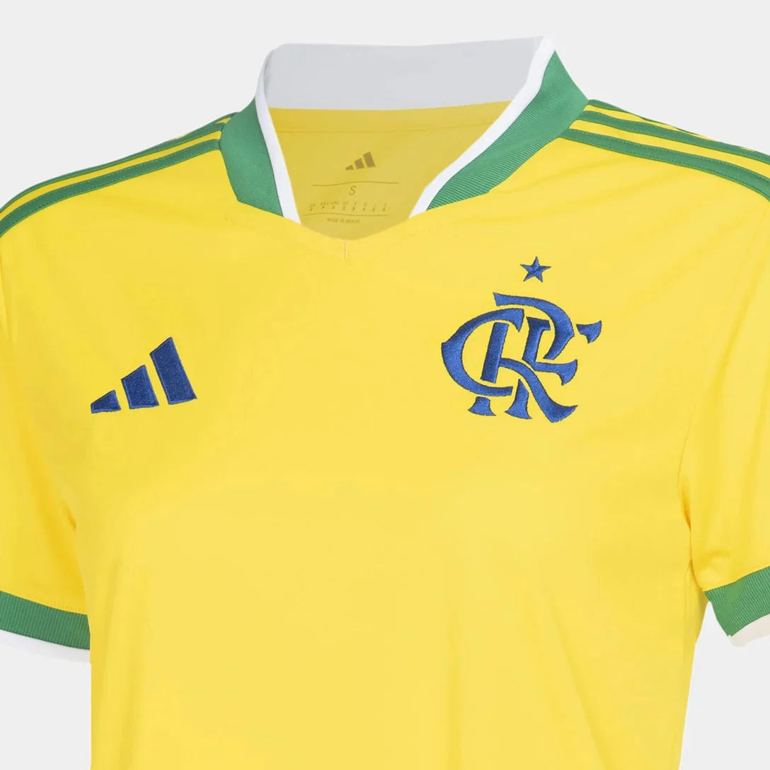Camisa Feminina Flamengo Brasil 2026 - Amarelo+Verde