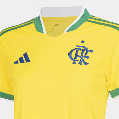 Camisa Feminina Flamengo Brasil 2026 - Amarelo+Verde