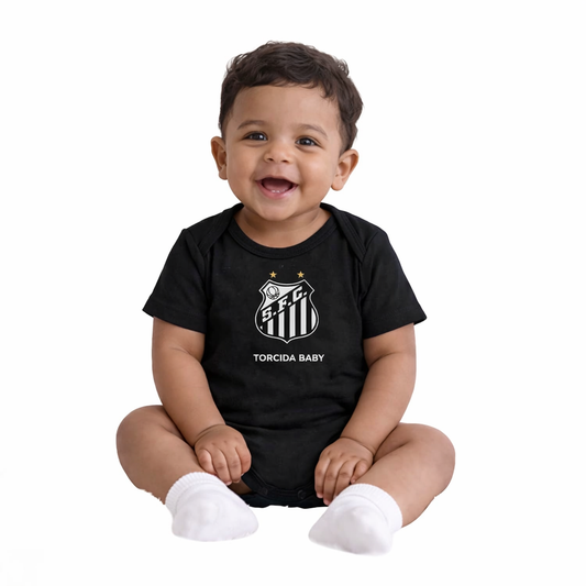 Body Baby Santos Black 2026 Torcida Baby