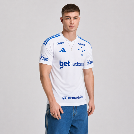 Cruzeiro II 26/27 Masculina - Branco+Azul - Fan Version Sponsor