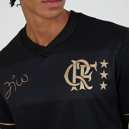 Jersey Flamengo Zico 1981 Preto e Ouro Retrô Men's
